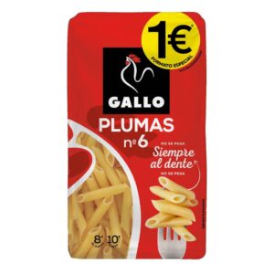 Pasta Macarron Plumas Nº6 GALLO 400g pvp 1€